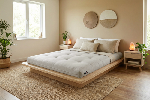 Colchón de lana de Futon Barcelona, elaborado artesanalmente con fibras naturales, ecológico y natural